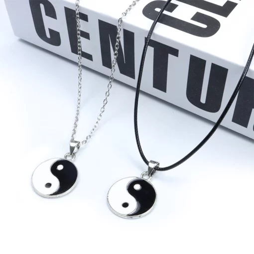 Punk Enamel Tai Ji Yin Yang Necklace