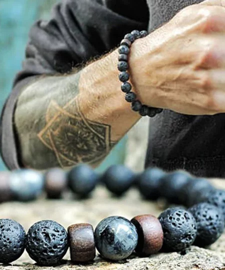 Volcanic Stone Bracelet for Buddhist Gift